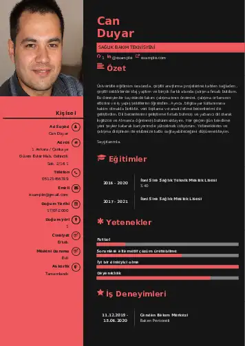 Hasta Bakıcı Cv Örnekleri cv indir